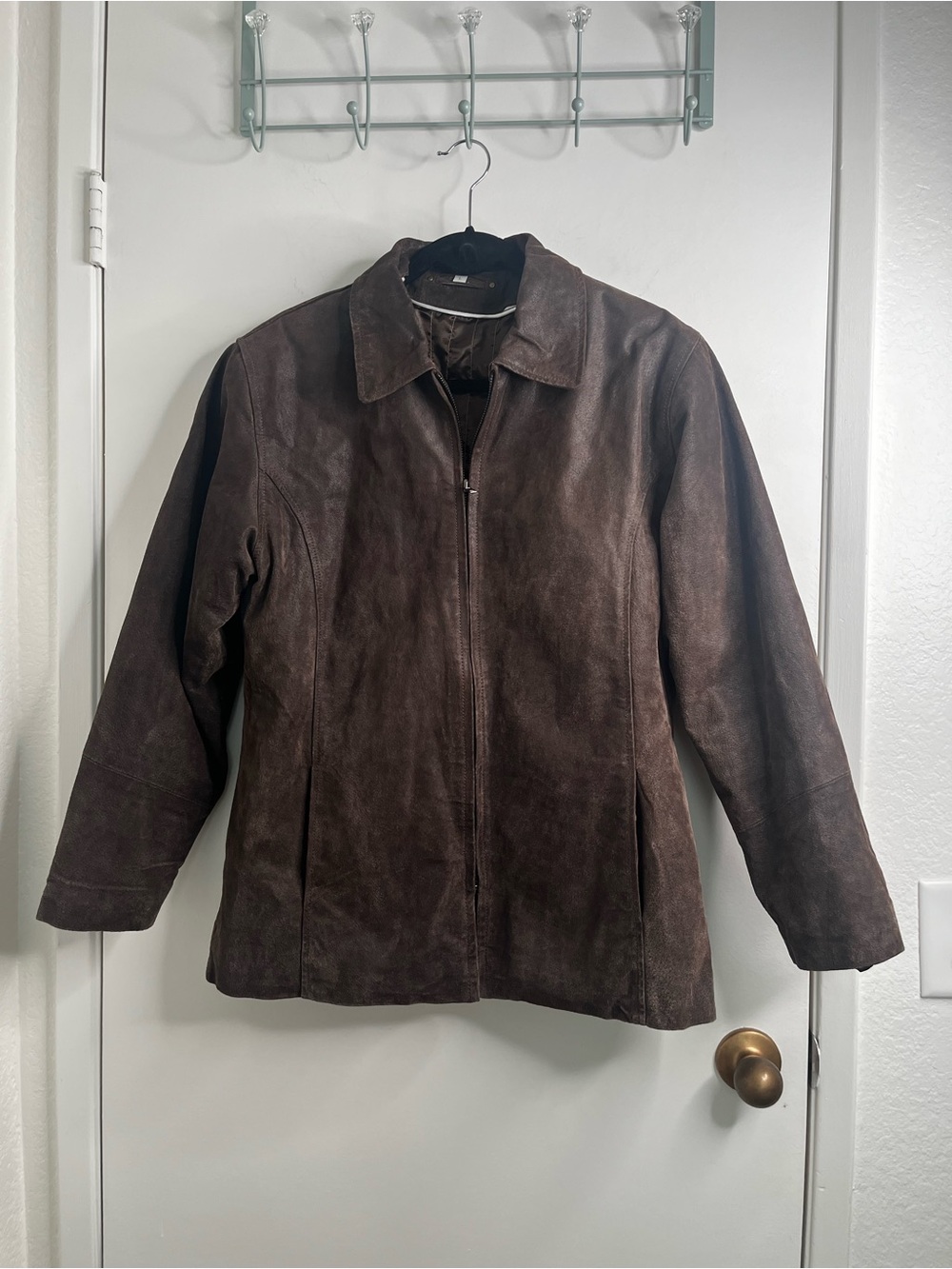 Vintage Leather Brand Suede Brown Mens Jacket Large Quilted Lining Pockets Y2K